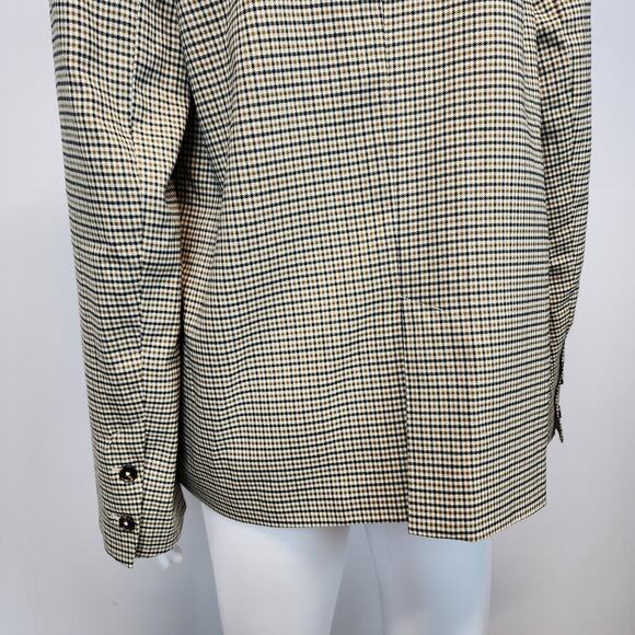 Mod Ref Checkered Blazer Lady Jacket Size S Beige Double Breast Boxy Academia - Picture 9 of 16